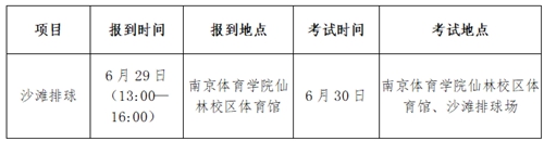 2020年体育单招沙滩排球项目全国统考考生须知