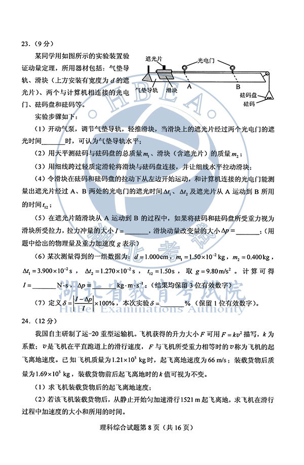 2020年全国I卷(福建高考)理综真题及参考答案